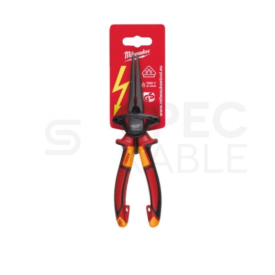 Szczypce półokragłe tnące uniwersalne 205mm proste wydłużone izolowane VDE 1kV dla elektryka MILWAUKEE