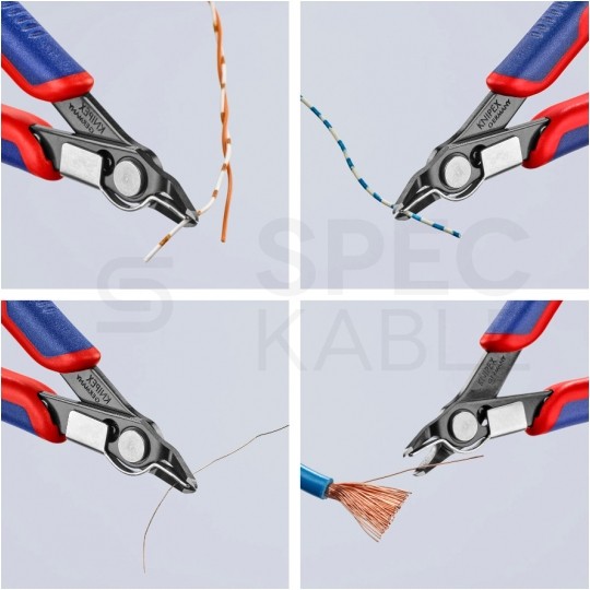 Szczypce precyzyjne tnące 125mm Super Knips wąskie czernione ze sprężyną przytrzymującą dla elektroników KNIPEX 78 41 125