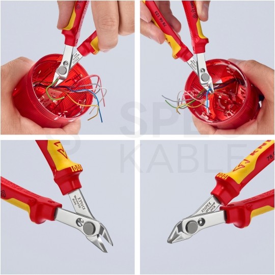 Szczypce precyzyjne tnące VDE 125mm Super Knips izolowane 1kV dla elektroników KNIPEX 78 06 125