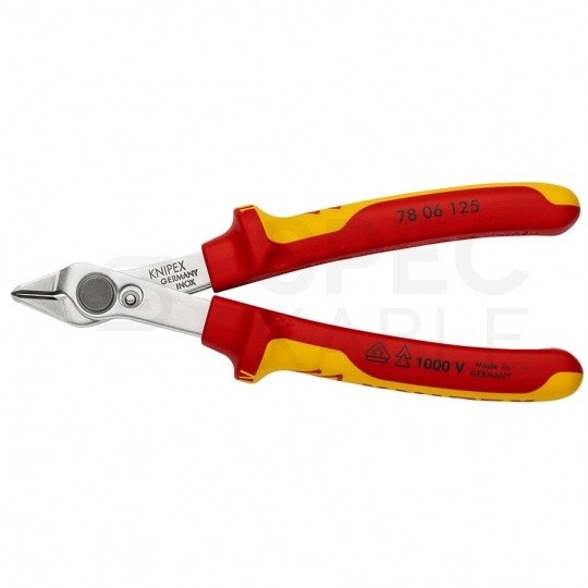 Szczypce precyzyjne tnące VDE 125mm Super Knips izolowane 1kV dla elektroników KNIPEX 78 06 125