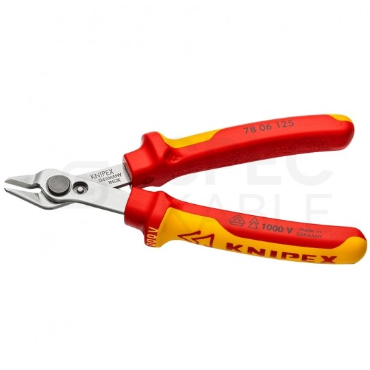 Szczypce precyzyjne tnące VDE 125mm Super Knips izolowane 1kV dla elektroników KNIPEX 78 06 125