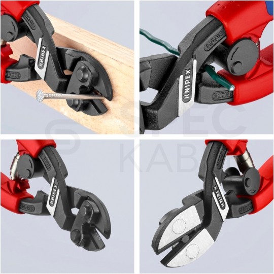 Szczypce tnące przegubowe 200mm wygięte 20° CoBolt ze sprężyną i blokadą KNIPEX 71 22 200