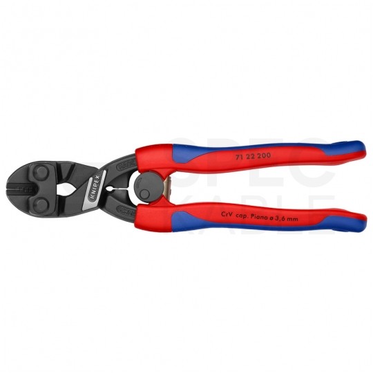 Szczypce tnące przegubowe 200mm wygięte 20° CoBolt ze sprężyną i blokadą KNIPEX 71 22 200