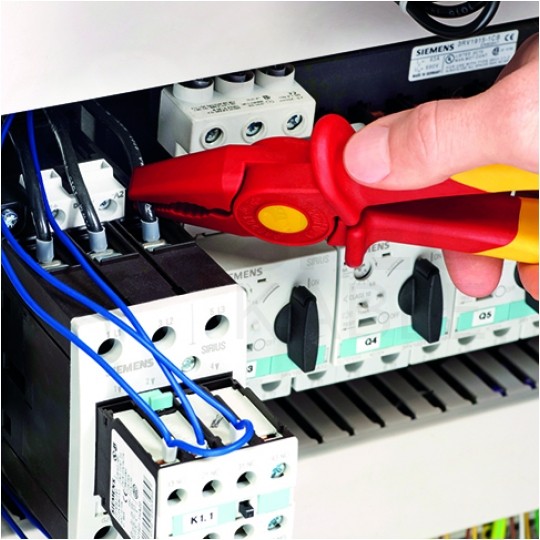 Szczypce uniwersalne 180mm kompletnie izolowane VDE 1kVKombinerki do chwytania i cięcia dla elektryka KNIPEX 98 62 01