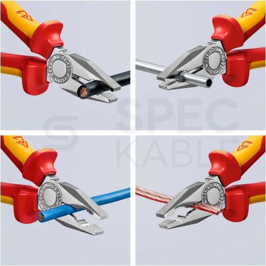 Szczypce uniwersalne VDE 180mm chromowane izolowane 1kV Kombinerki do chwytania i cięcia dla elektryka KNIPEX 03 06 180