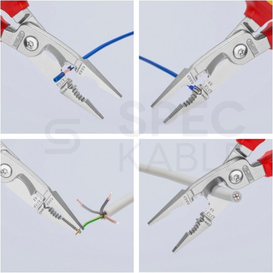 Szczypce wielofunkcyjne 6w1 dla elektryka 200mm izolowane VDE 1kV do prac elektroinstalacyjnych KNIPEX 13 86 200