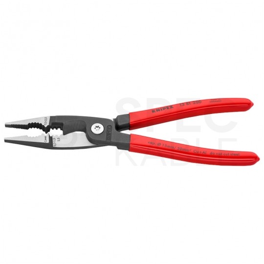 Szczypce wielofunkcyjne 6w1 dla elektryka 200mm izolowane zanurzeniowo VDE 1kV do prac elektroinstalacyjnych KNIPEX 13 81 200