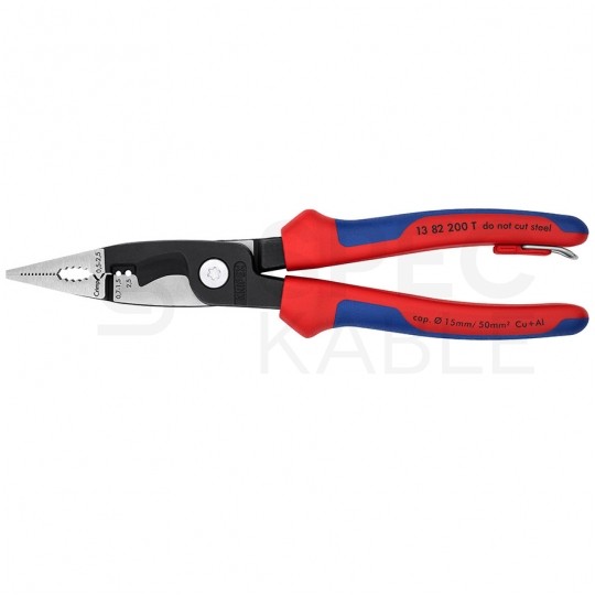 Szczypce wielofunkcyjne 6w1 dla elektryka 200mm z zaczepem do prac elektroinstalacyjnych KNIPEX 13 82 200 T