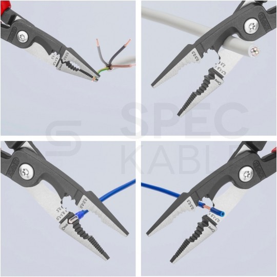 Szczypce wielofunkcyjne 6w1 dla elektryka 200mm z zaczepem do prac elektroinstalacyjnych KNIPEX 13 82 200 T