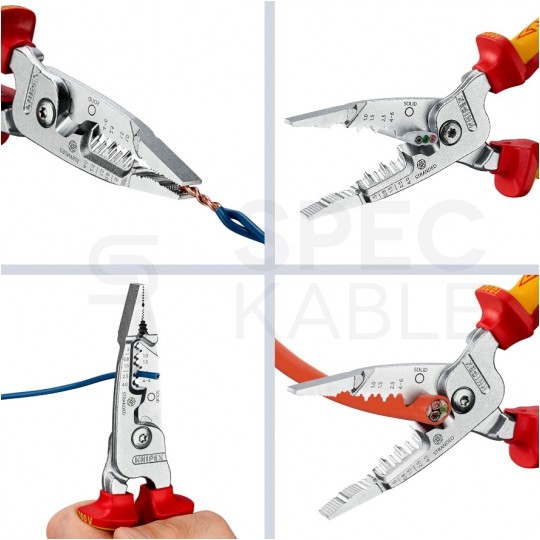 Szczypce wielofunkcyjne 7w1 dla elektryka 200mm izolowane VDE 1kV do prac elektroinstalacyjnych WireStripper KNIPEX 13 76 200