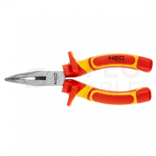 Szczypce wydłużone wygięte 160mm kombinerki do chwytania i cięcia polerowane izolowane 1kV NEO 01-227
