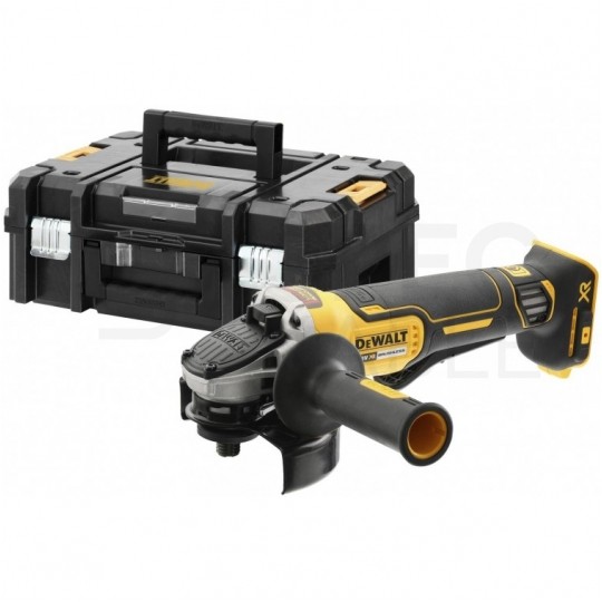Szlifierka akumulatorowa 18V ( bez akumulatora ), wyłącznik łopatkowy, silnik bezszczotkowy, do szlifowania i cięcia, tarcza 125mm 9000 obrotów/min M14 + walizka T-SATK DCG406NT DeWALT