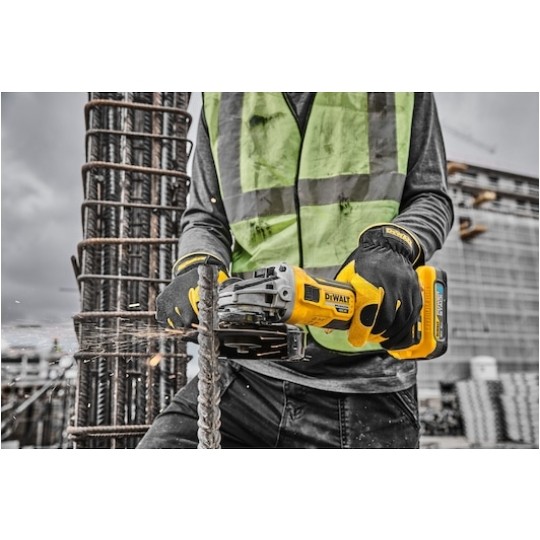 Szlifierka akumulatorowa 18V, silnik bezszczotkowy, do szlifowania i cięcia, tarcza 125mm 9000 obrotów/min M14 + 2x akumulator Li-Ion XR 18V POWERSTACK 5.0Ah (w zestawie z ładowarką) + walizka T-SATK DCG405H2T DeWALT