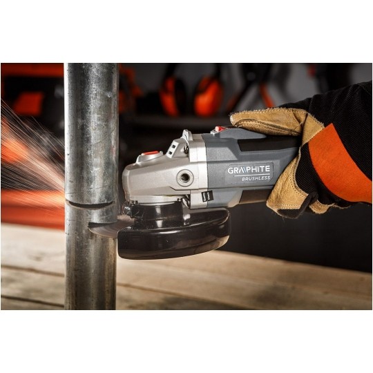Szlifierka kątowa akumulatorowa 18V do szlifowania i cięcia, tarcza 125x22.2mm, 9200 obrotów na minutę bez akumulatora ENERGY+ GRAPHITE 58GE142
