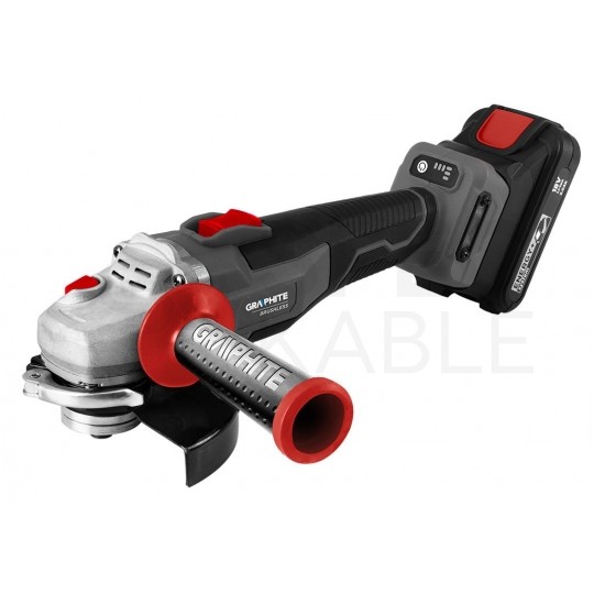 Szlifierka kątowa akumulatorowa 18V do szlifowania i cięcia, tarcza 125x22.2mm, 9200 obrotów na minutę bez akumulatora ENERGY+ GRAPHITE 58GE142