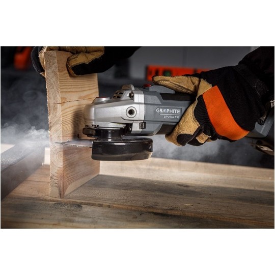 Szlifierka kątowa akumulatorowa 18V do szlifowania i cięcia, tarcza 125x22.2mm, 9200 obrotów na minutę bez akumulatora ENERGY+ GRAPHITE 58GE142