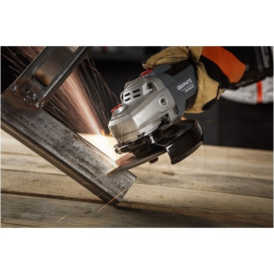 Szlifierka kątowa akumulatorowa 18V do szlifowania i cięcia, tarcza 125x22.2mm, 9200 obrotów na minutę bez akumulatora ENERGY+ GRAPHITE 58GE142