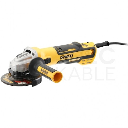 Szlifierka kątowa sieciowa 230V 1700W, silnik bezszczotkowy,łagodny rozruch, suwak NO-VOLT, regulacja prędkości do szlifowania i cięcia, tarcza 125mm 10500 obrotów/min M14 DWE4357 DeWALT