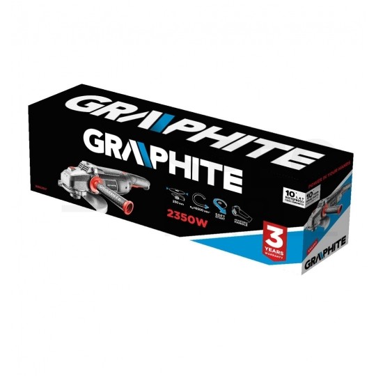 Szlifierka kątowa sieciowa 230V 2350W do szlifowania i cięcia, tarcza 230x22.2mm, 6500 obrotów na minutę GRAPHITE 59G207