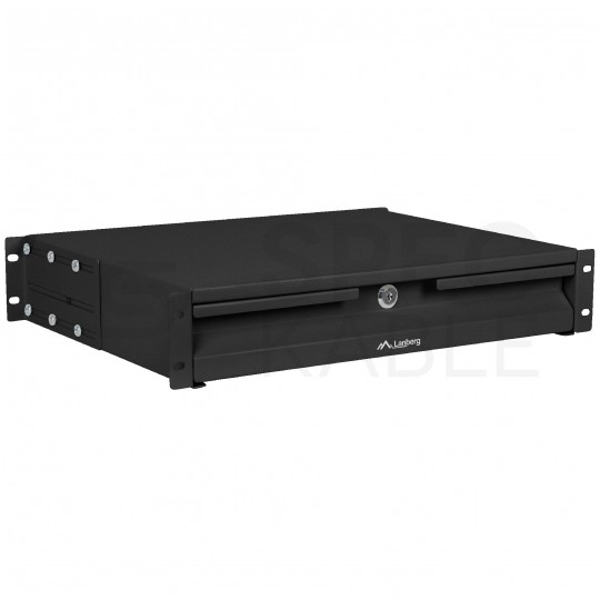Szuflada z zamkiem do szafy RACK 19" 2U 360mm czarna na narzędzia, sprzęt i dokumenty Lanberg