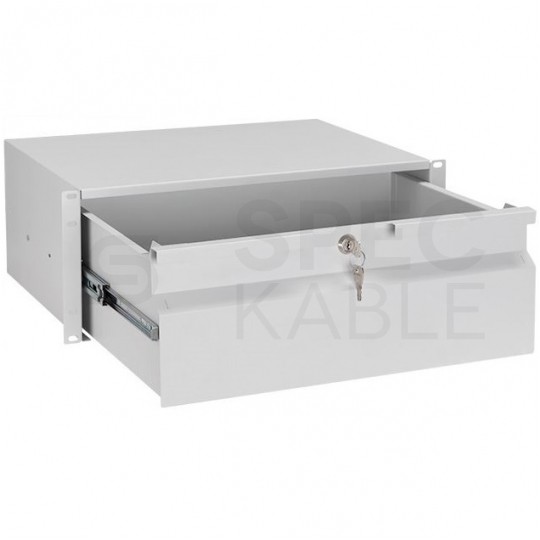 Szuflada z zamkiem do szafy RACK 19" 4U 330mm szara na narzędzia, sprzęt i dokumenty