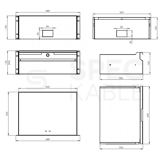 Szuflada z zamkiem do szafy RACK 19" 4U 330mm szara na narzędzia, sprzęt i dokumenty