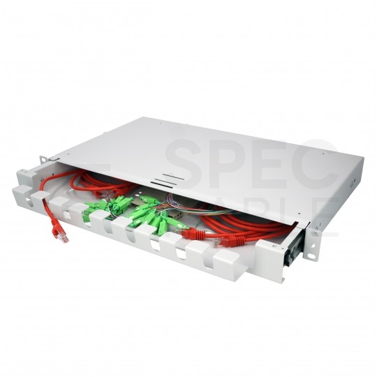 Szuflada zapasu kabla do szafy RACK 19" 1U 320mm przełącznica wysuwana z organizerem Szara