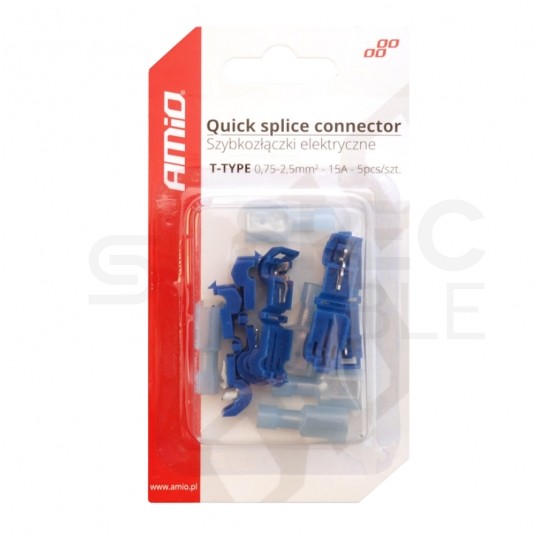 Szybkozłączka odgałeźna typu T motoryzacyjna 12V/24V max. 10A na przewody 0,75-2,5mm2 AMIO Blister 5szt