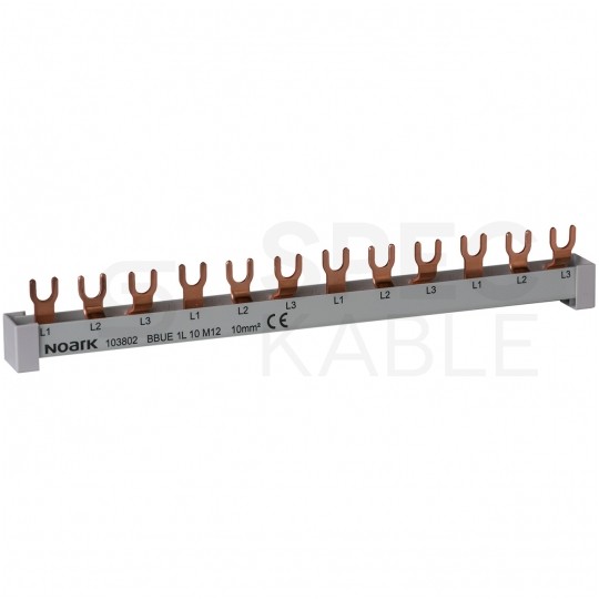 Szyna łączeniowa widełkowa 1-fazowa 10mm2 63A na 12 modułów NOARK