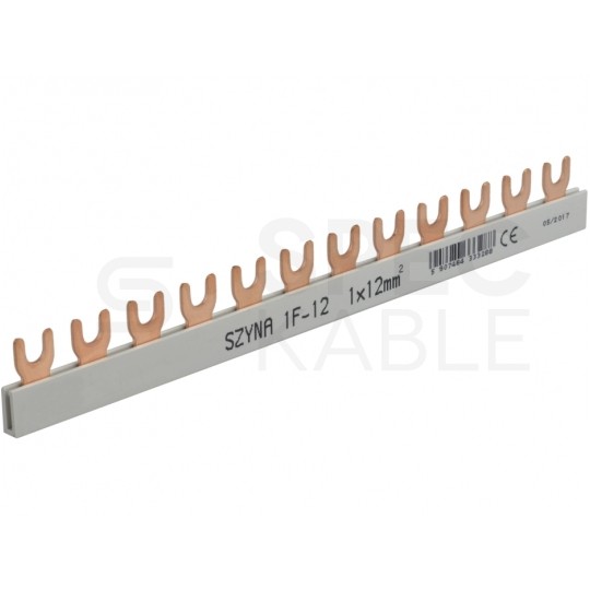 Szyna łączeniowa widełkowa 1-fazowa 12mm2 80A na 12 modułów PAWBOL