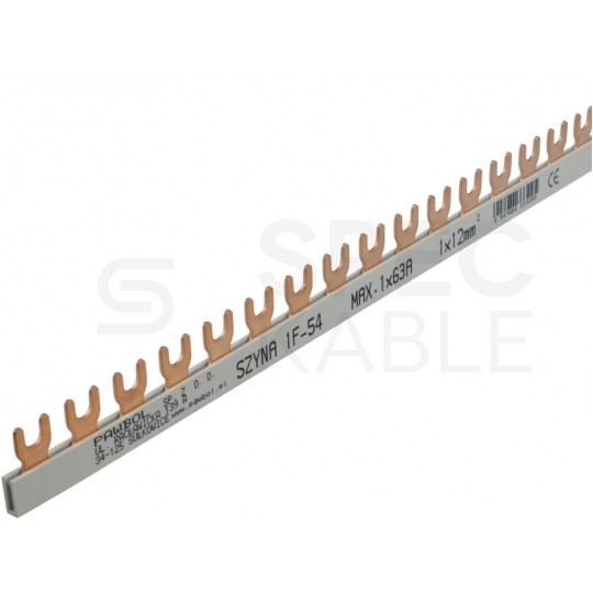 Szyna łączeniowa widełkowa 1-fazowa 12mm2 80A na 54 moduły PAWBOL
