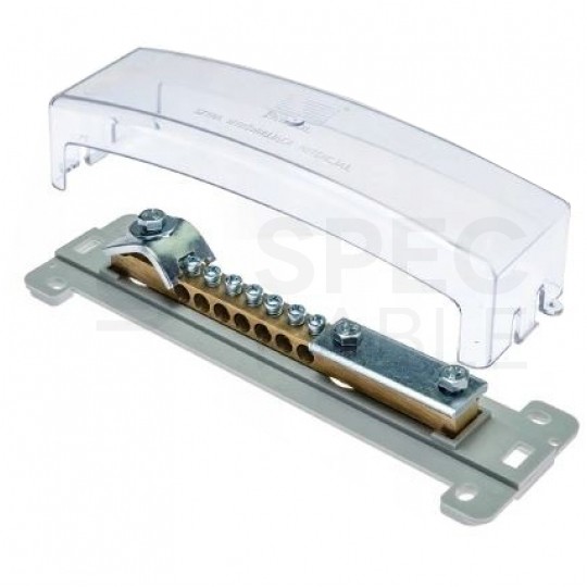 Szyna wyrównująca potencjał (1x50mm2 + 7x16mm2 + bednarka 30mm) w przezroczystej obudowie PAWBOL