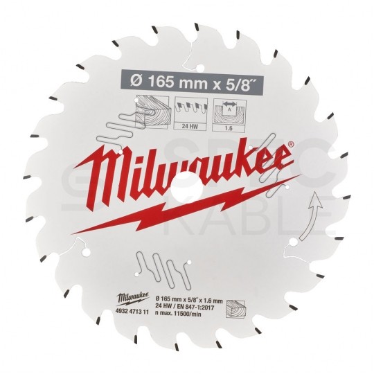 Tarcza pilarska do drewna 165x15,87mm x 1,6mm 24 zęby ATB MILWAUKEE