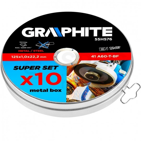 Tarcza tnąca do cięcia metalu 125x1mm Zestaw 10szt GRAPHITE 55H576