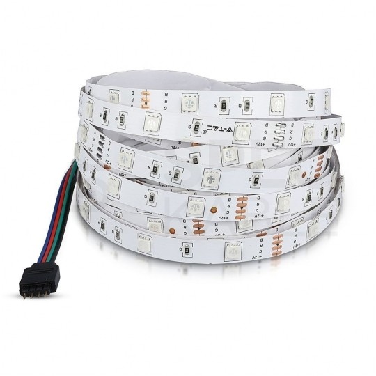 Taśma 150x LED RGB 5050 4.8W/mb wielokolorowa IP20 12V op=5m V-TAC VT-5050