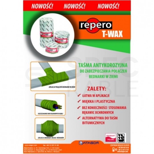 Taśma antykorozyjna 100mm x 3m Repero T-WAX do instalacji odgromowych i uziemiających