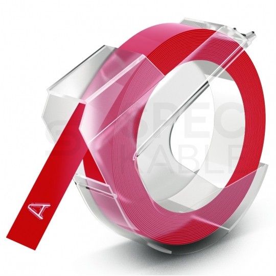 Taśma DYMO 3D plastikowa 9mm x 3m (czerwona / biały nadruk) [520102 / S0898150] do wytłaczarek Junior + Omega