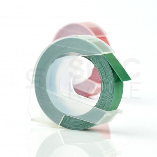 Taśma DYMO 3D plastikowa 9mm x 3m (zielona / biały nadruk) [520105 / S0898160] do wytłaczarek Junior + Omega