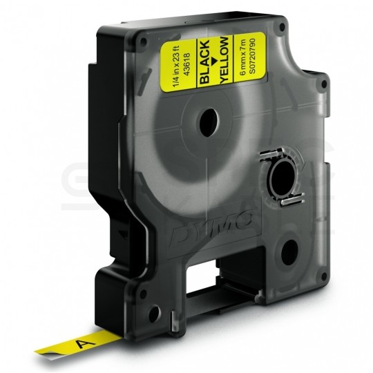 Taśma DYMO D1 Standard 6mm x 7m (żółta / czarny nadruk) [43618 / S0720790] ORYGINALNA