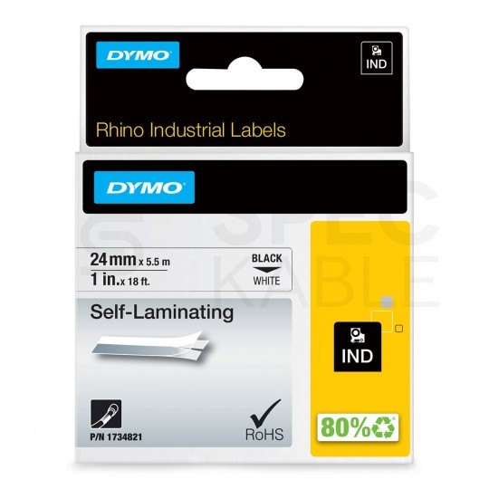 Taśma DYMO IND samolaminująca 24mm x 5,5m (biała / czarny nadruk) RHINO Industrial [S0773860] ORYGINALNA