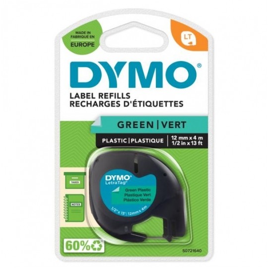 Taśma DYMO LT plastikowa 12mm x 4m (zielona / czarny nadruk) [91204 / S0721640] ORYGINALNA