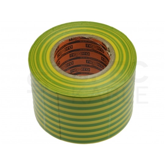 Taśma izolacyjna PVC 50mm x 20m Repero 711 żółto-zielona