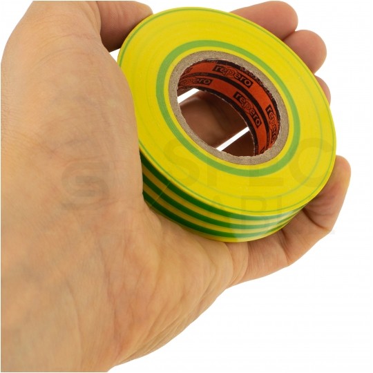 Taśma izolacyjna PVC Premium 19mm x 20m Repero 701 Super żółto-zielona