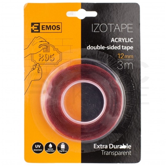 Taśma klejąca dwustronna akrylowa 12mm x 3m przezroczysta UV F6060