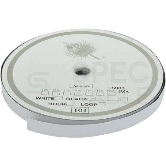 Taśma rzepowa 1-stronna z klejem 20mm czarna - PĘTELKA