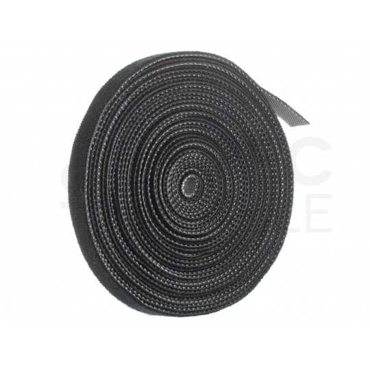 Taśma rzepowa 10mm 5m czarna Back To Back do organizacji kabli i przewodów NEKU