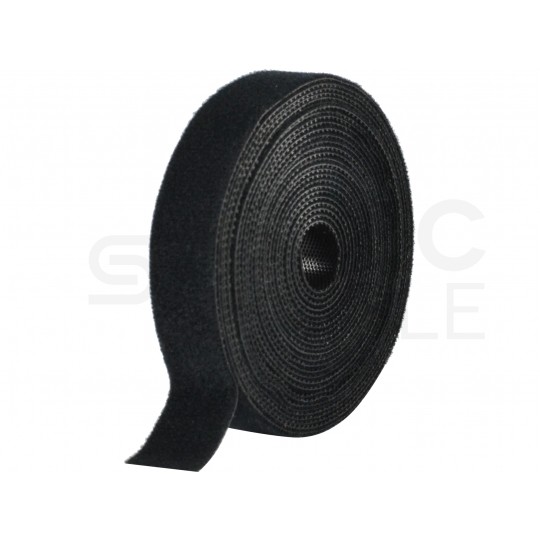 Taśma rzepowa 16mm 4m czarna Back To Back do organizacji kabli i przewodów