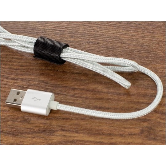 Taśma rzepowa 20mm 10m czarna Back To Back do organizacji kabli i przewodów NEKU