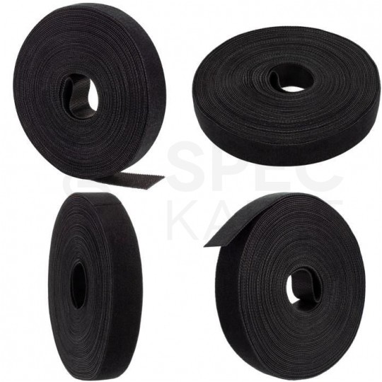 Taśma rzepowa 20mm 10m czarna Back To Back do organizacji kabli i przewodów NEKU