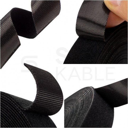 Taśma rzepowa 20mm 10m czarna Back To Back do organizacji kabli i przewodów NEKU